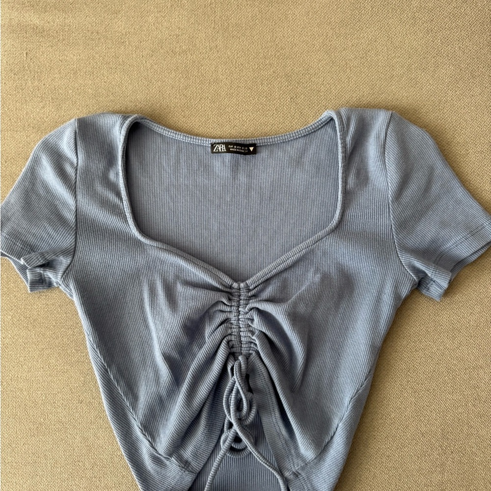 Zara blue Ruched Women's Top